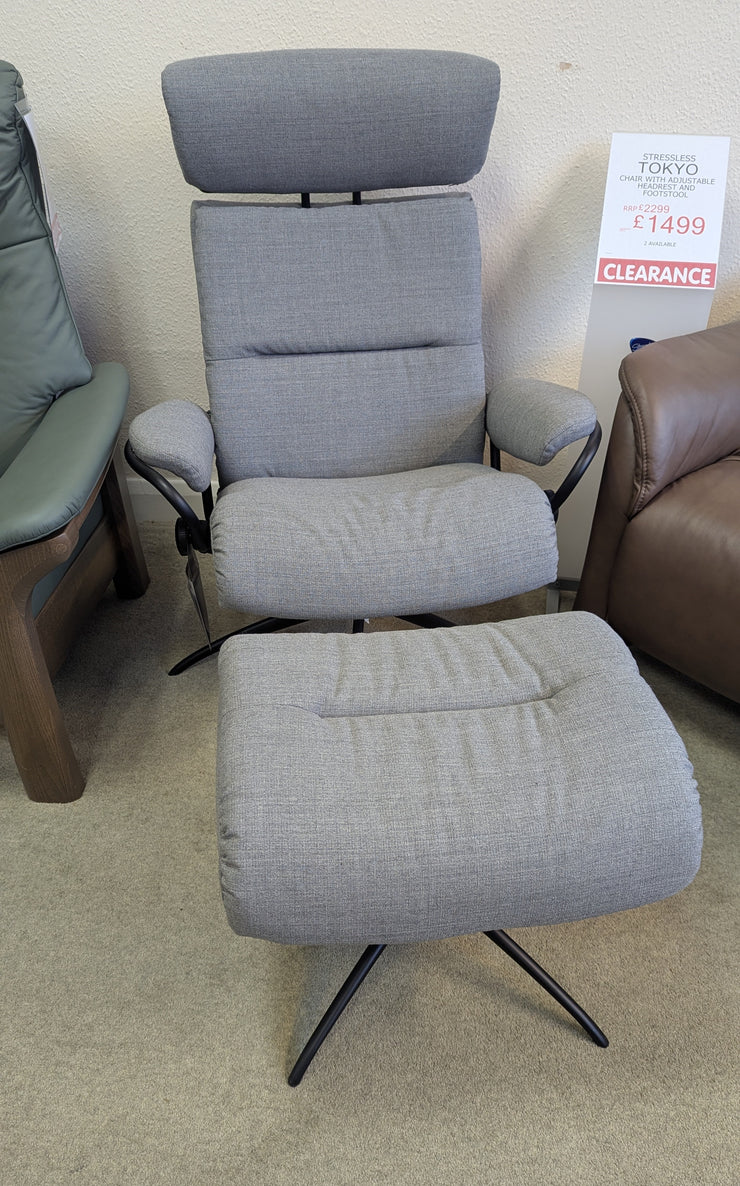 Stressless Tokyo Chair with Adjustable Headrest and Footstool - 2 Available