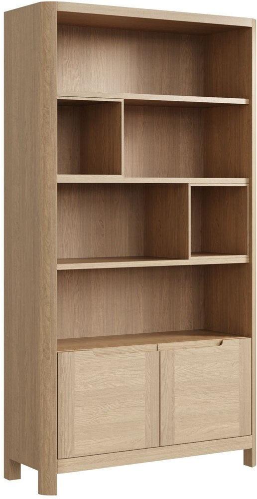 Oak bookcase store with doors